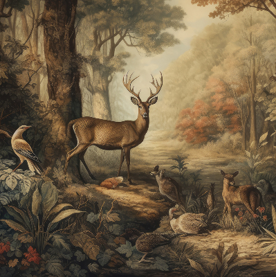 Modern roller blind con estampado de animales del bosque