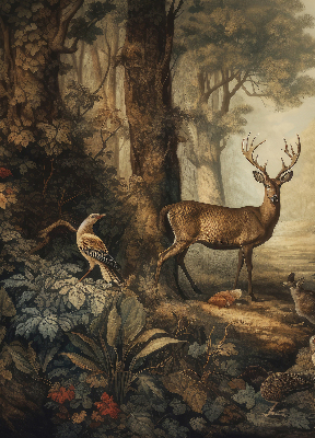 Modern roller blind con estampado de animales del bosque