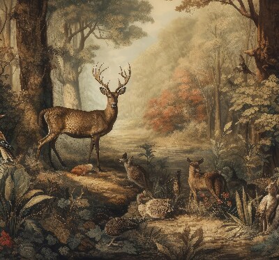 Modern roller blind con estampado de animales del bosque