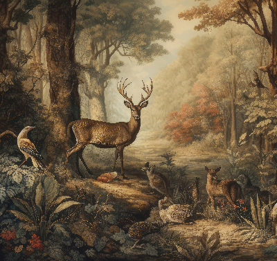 Modern roller blind con estampado de animales del bosque