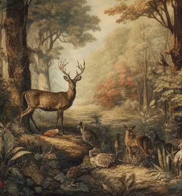 Modern roller blind con estampado de animales del bosque