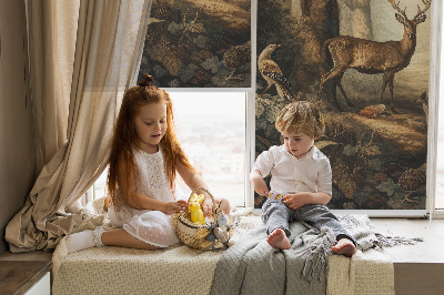 Modern roller blind con estampado de animales del bosque