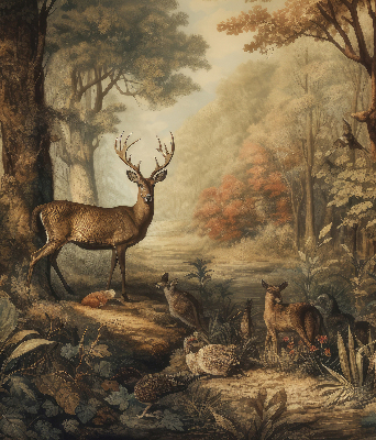 Modern roller blind con estampado de animales del bosque