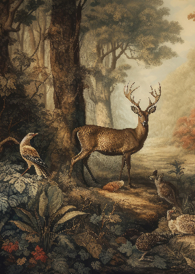Modern roller blind con estampado de animales del bosque