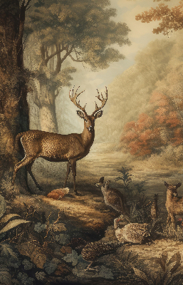Modern roller blind con estampado de animales del bosque