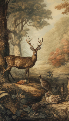 Modern roller blind con estampado de animales del bosque