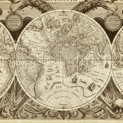 Estor enrollable con estampado del mapa del mundo antiguo
