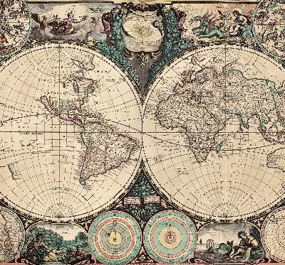 Modern roller blind con diseño de mapa del mundo