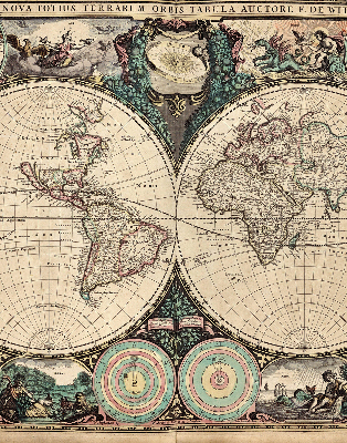 Modern roller blind con diseño de mapa del mundo