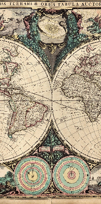 Modern roller blind con diseño de mapa del mundo