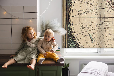 Modern roller blind con diseño de mapa del mundo