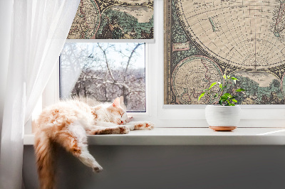 Modern roller blind con diseño de mapa del mundo