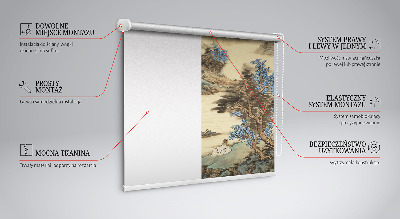 Estor enrollable para ventana con estampado de montañas