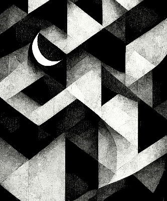 Estor enrollable con diseño de triángulos en estilo abstracto