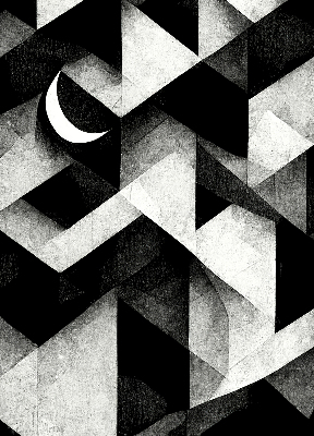 Estor enrollable con diseño de triángulos en estilo abstracto