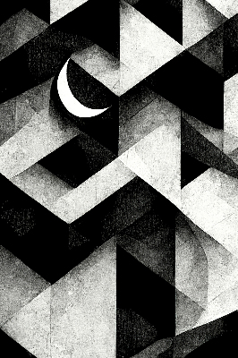 Estor enrollable con diseño de triángulos en estilo abstracto