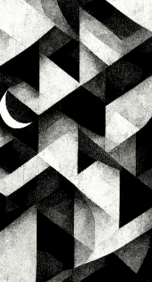 Estor enrollable con diseño de triángulos en estilo abstracto