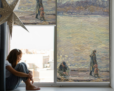 Modern roller blind con diseño de gente en el agua