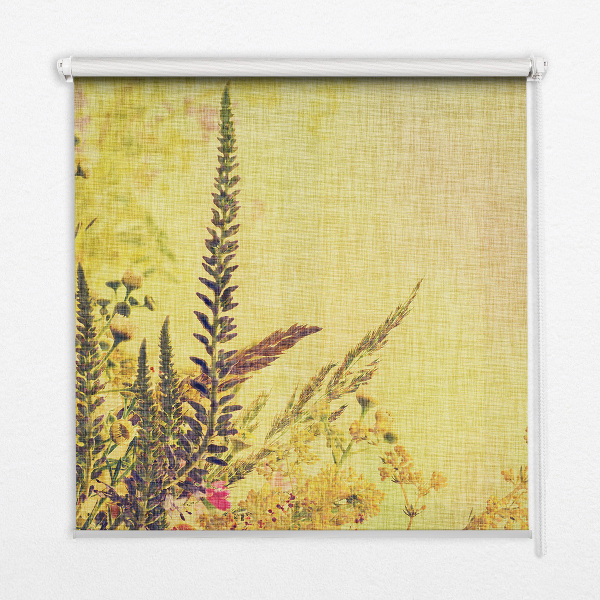 Estor enrollable para ventana con estampado de plantas