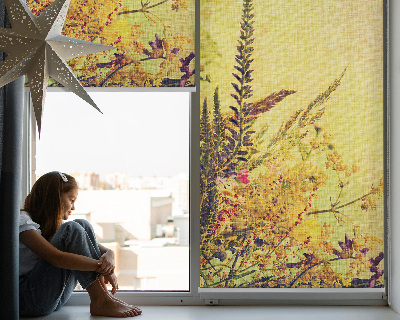 Estor enrollable para ventana con estampado de plantas