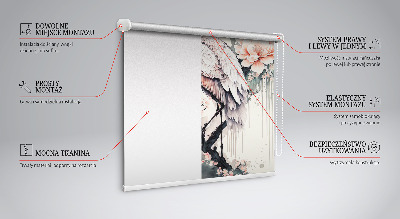 Modern roller blind con diseño de garza entre flores