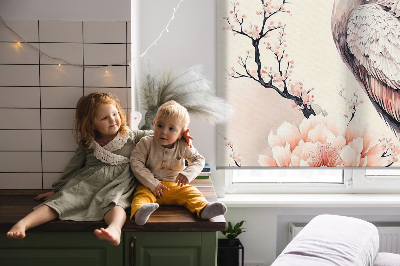 Modern roller blind con diseño de garza entre flores