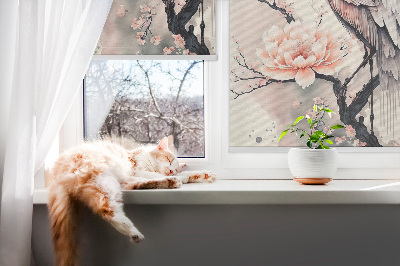 Modern roller blind con diseño de garza entre flores