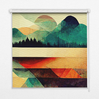 Modern roller blind con estampado de montañas abstractas