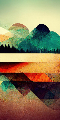 Modern roller blind con estampado de montañas abstractas