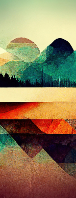 Modern roller blind con estampado de montañas abstractas