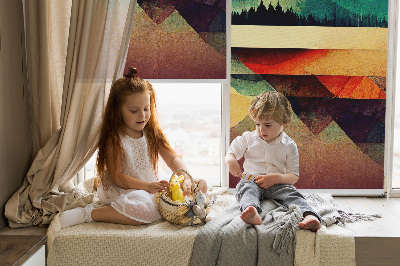 Modern roller blind con estampado de montañas abstractas