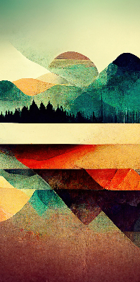 Modern roller blind con estampado de montañas abstractas