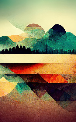 Modern roller blind con estampado de montañas abstractas