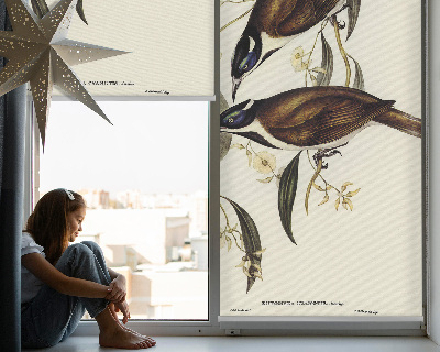 Modern roller blind con estampado de pájaros en un árbol