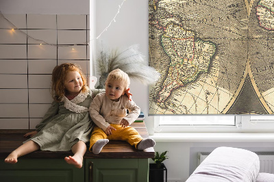 Modern roller blind con diseño de mapa del mundo