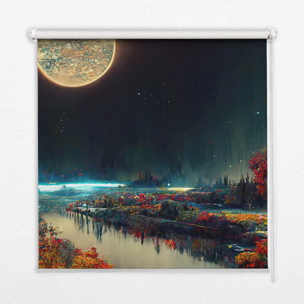 Modern roller blind con diseño «Río a la luz de la luna»