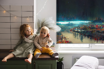 Modern roller blind con diseño «Río a la luz de la luna»