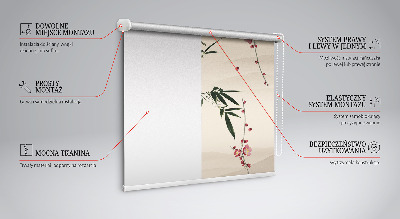 Estor enrollable con estampado de flor de cerezo y pájaros