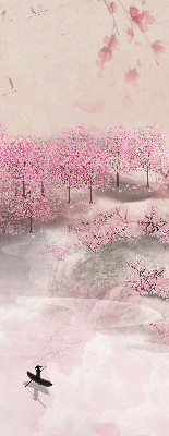 Estor enrollable con estampado de jardín de cerezos en flor