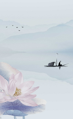 Estor enrollable con el dibujo de un pescador en un barco
