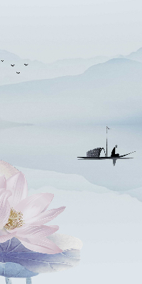 Estor enrollable con el dibujo de un pescador en un barco