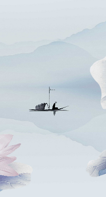 Estor enrollable con el dibujo de un pescador en un barco