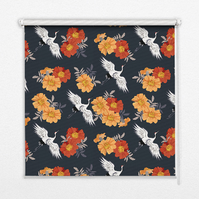 Modern roller blind con estampado de flores y grullas