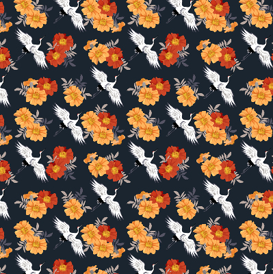 Modern roller blind con estampado de flores y grullas