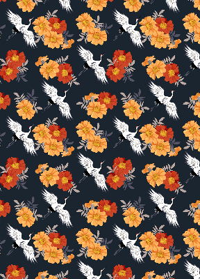 Modern roller blind con estampado de flores y grullas