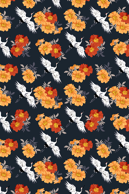 Modern roller blind con estampado de flores y grullas