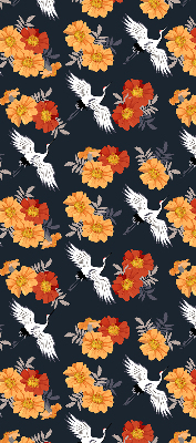 Modern roller blind con estampado de flores y grullas