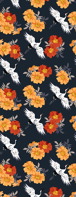 Modern roller blind con estampado de flores y grullas