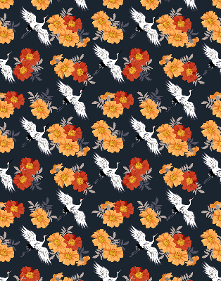Modern roller blind con estampado de flores y grullas