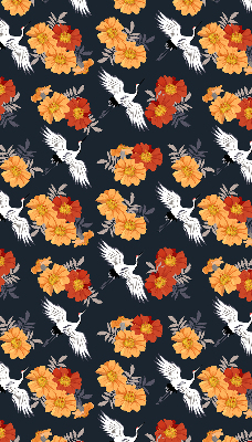 Modern roller blind con estampado de flores y grullas